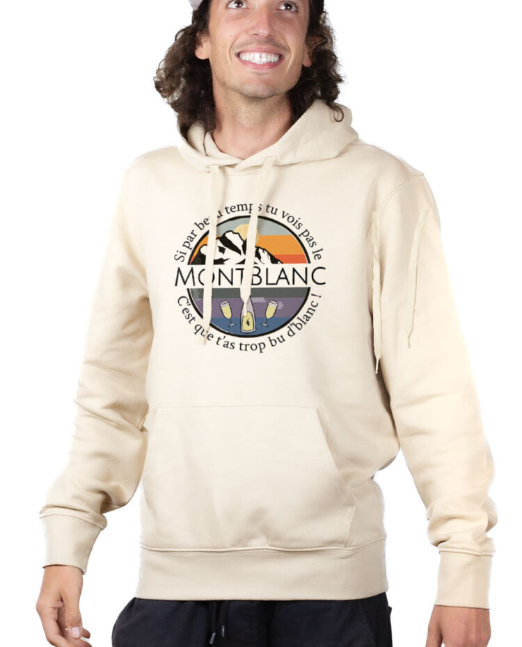 SWHNAT Hoodie Sweat capuche Homme Naturel SI TU VOIS PAS LE MONT BLANC