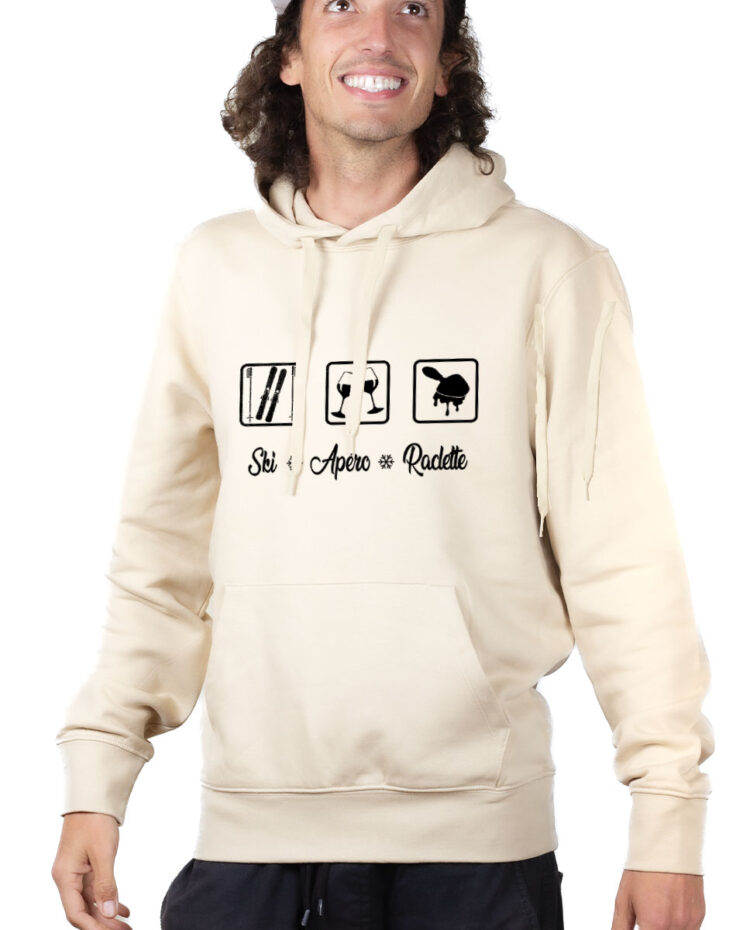 SWHNAT Hoodie Sweat capuche Homme Naturel SKI APERO RACLETTE