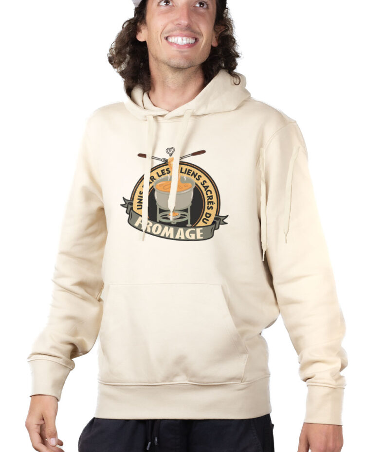 SWHNAT Hoodie Sweat capuche Homme Naturel UNIS PAR LES LIENS SACRES DU FROMAGE