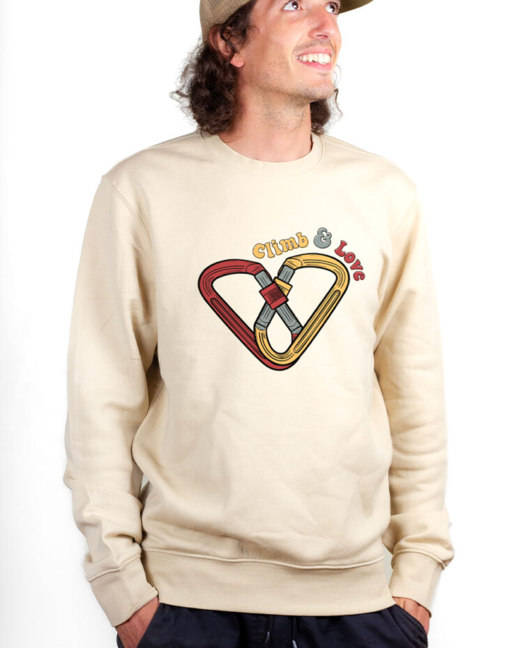 Sweatshirt Pull Homme Naturel PUHNAT ESCALADE CLIMB AND LOVE