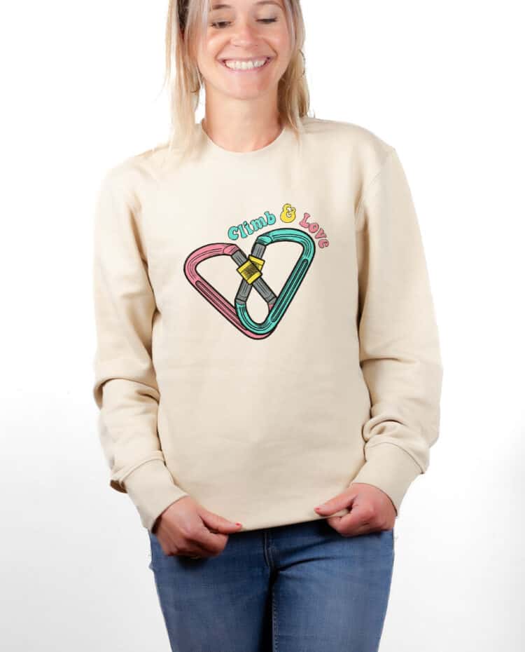 Sweatshirt pull Femme Naturel PUFNAT ESCALADE CLIMB AND LOVE