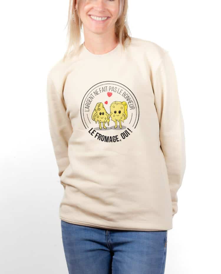 Sweatshirt pull Femme Naturel PUFNAT LE FROMAGE FAIT LE BONHEUR