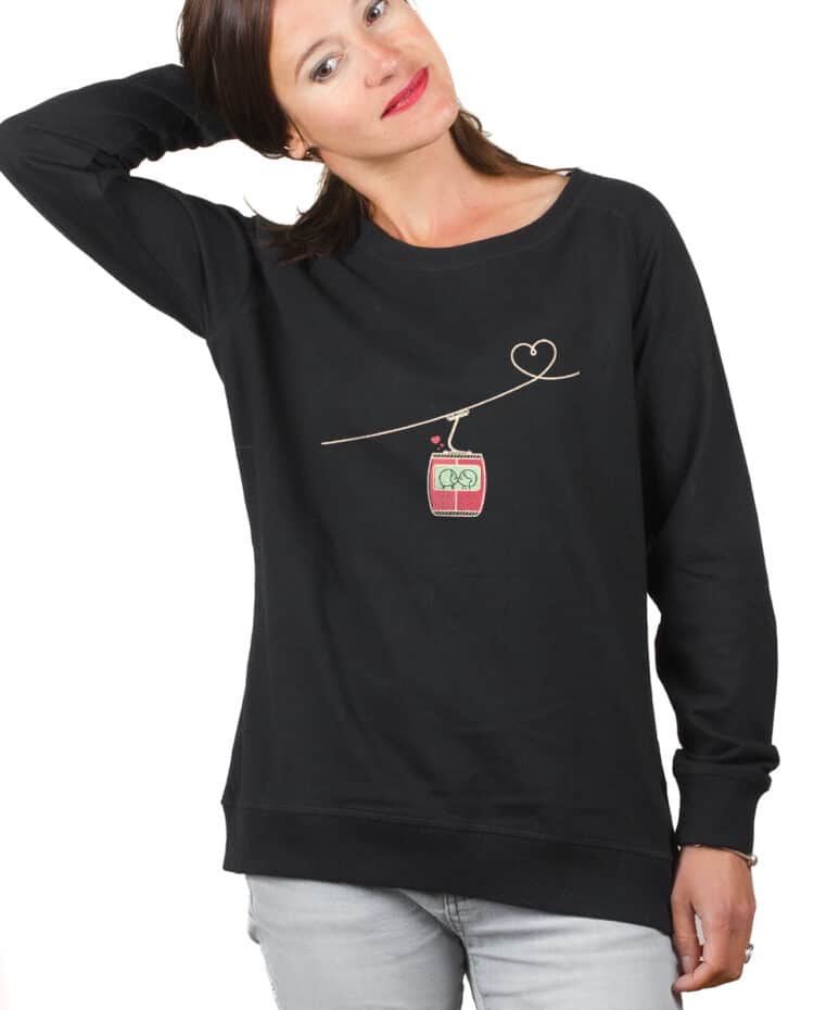 Sweatshirt pull Femme Noir PUFNOI TELECABINE LOVE