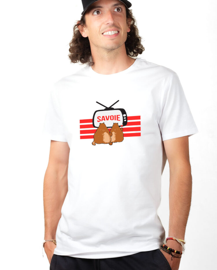 T shirt Homme Blanc TSHB MARMOTTES TV SAVOIE