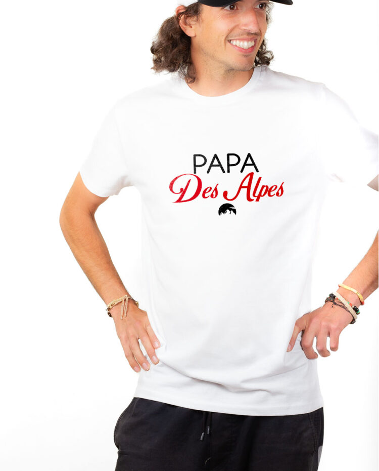 T shirt Homme Blanc TSHB PAPA DES ALPES