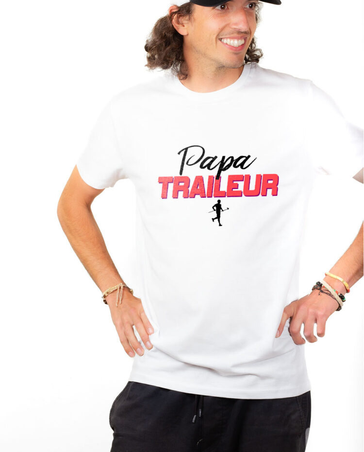 T shirt Homme Blanc TSHB PAPA TRAILEUR