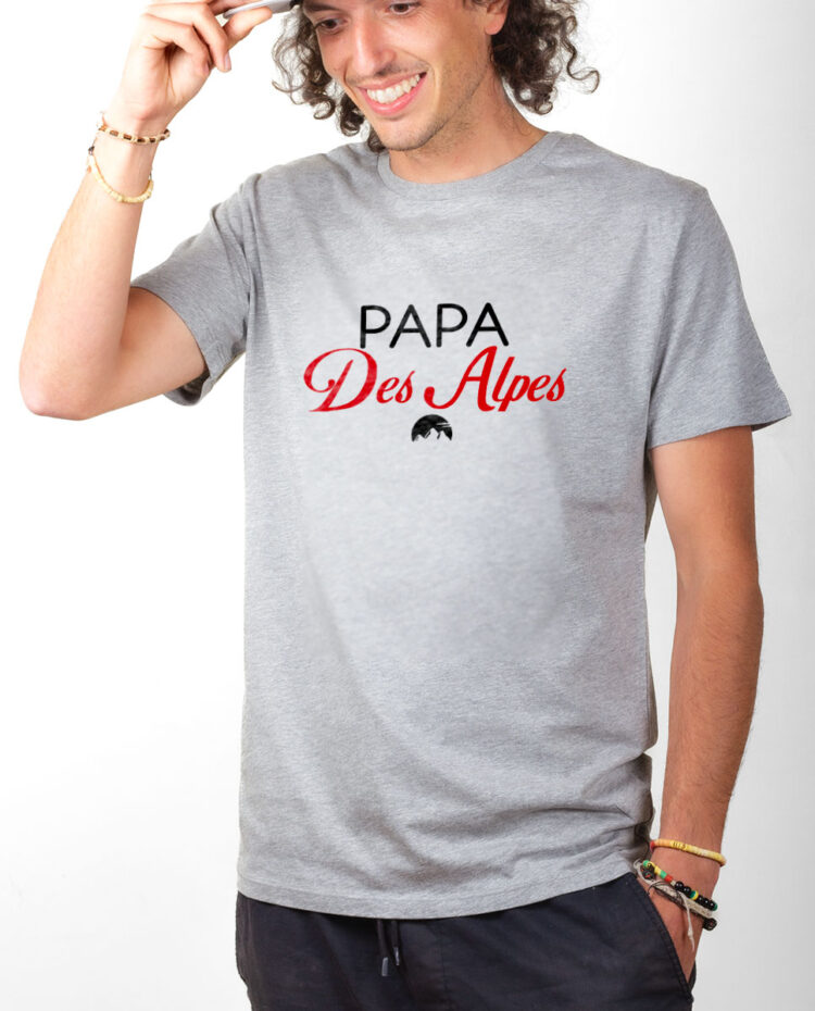 T shirt Homme Gris TSHG PAPA DES ALPES