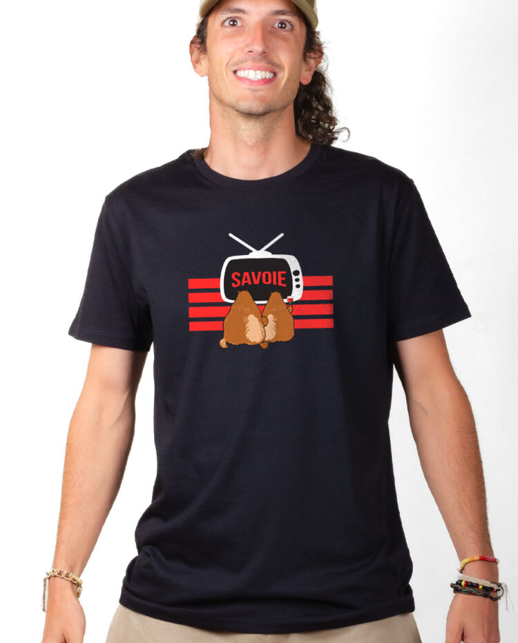T shirt Homme Noir TSHN MARMOTTES TV SAVOIE