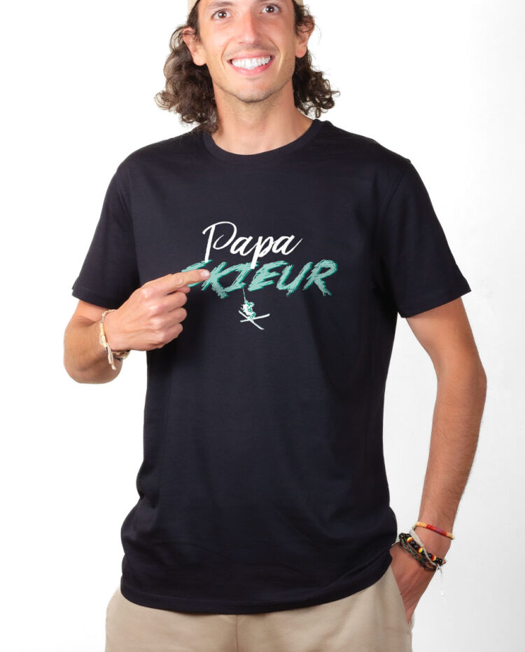 T shirt Homme Noir TSHN PAPA SKIEUR