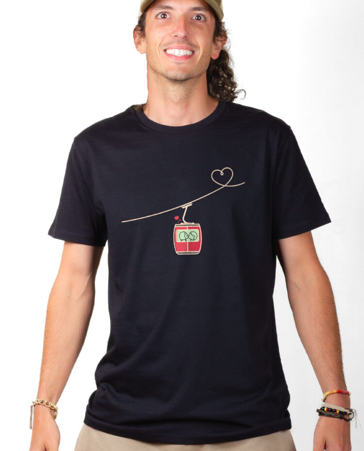 T shirt Homme Noir TSHN TELECABINE LOVE