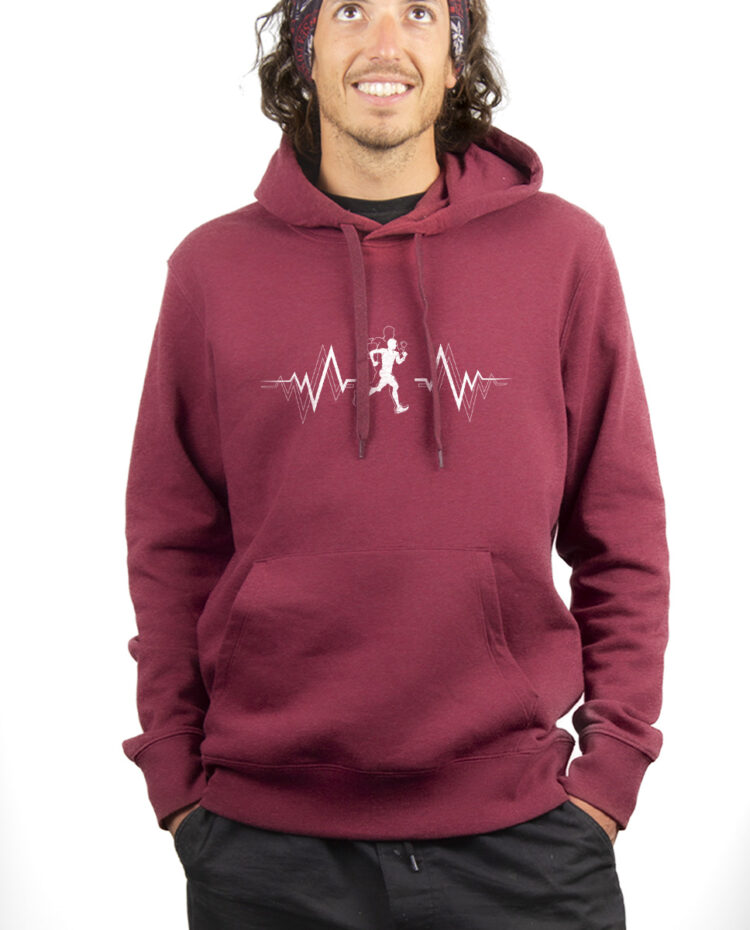 TRAIL BATTEMENTS DE COEUR Hoodie Sweat capuche Homme bordeau SWHBOR149