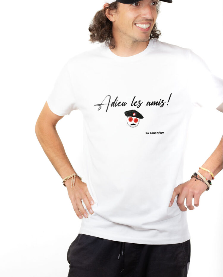 TSHB T shirt Homme Blanc ADIEU LES AMIS