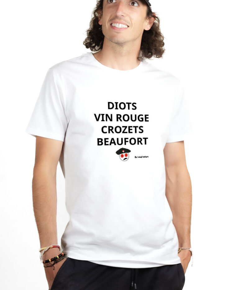 TSHB T shirt Homme Blanc DIOTS VIN ROUGE CROZETS BEAUFORT