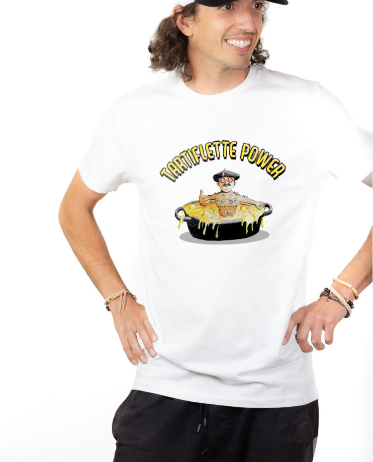 TSHB T shirt Homme Blanc DJ MATAFAN TARTIFLETTE POWER