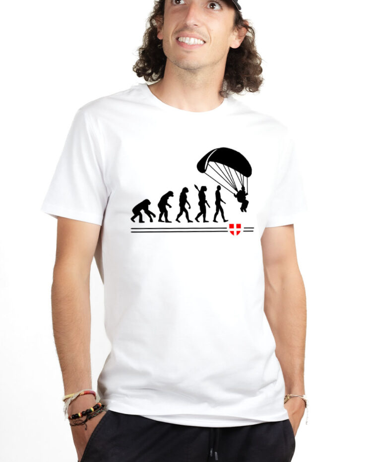 TSHB T shirt Homme Blanc EVOLUTION PARAPENTE