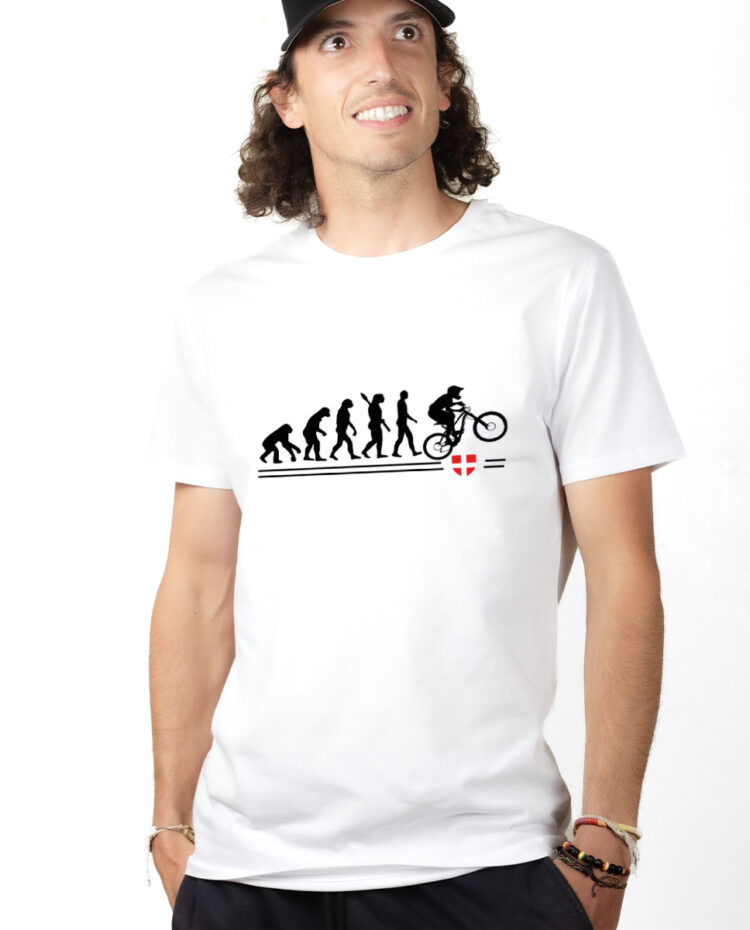 TSHB T shirt Homme Blanc EVOLUTION VTT DESCENTE DH