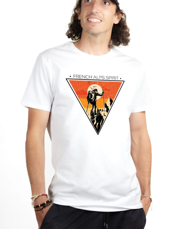 TSHB T shirt Homme Blanc FRENCH ALPS SPIRIT SKI DE RANDO