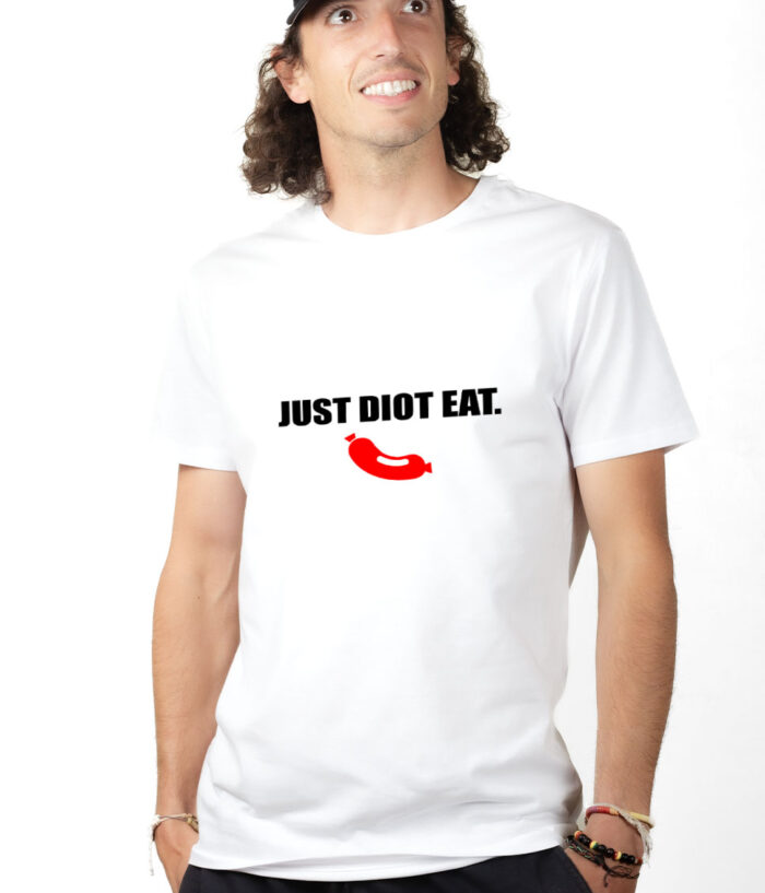 TSHB T shirt Homme Blanc JUST DIOT EAT