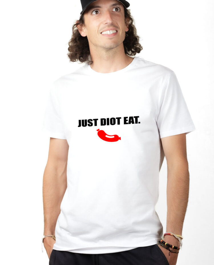 TSHB T shirt Homme Blanc JUST DIOT EAT