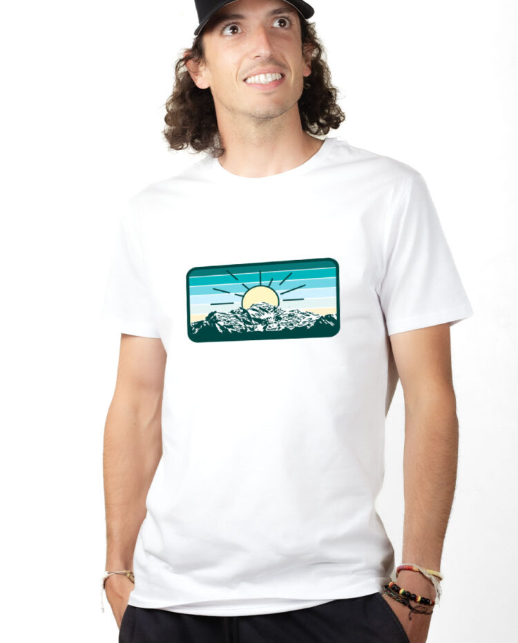 TSHB T shirt Homme Blanc MONTAGNE MONT BLANC