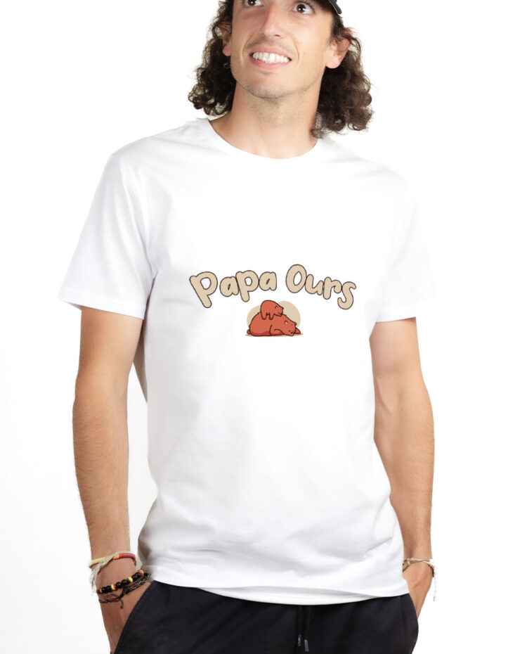 TSHB T shirt Homme Blanc PAPA OURS