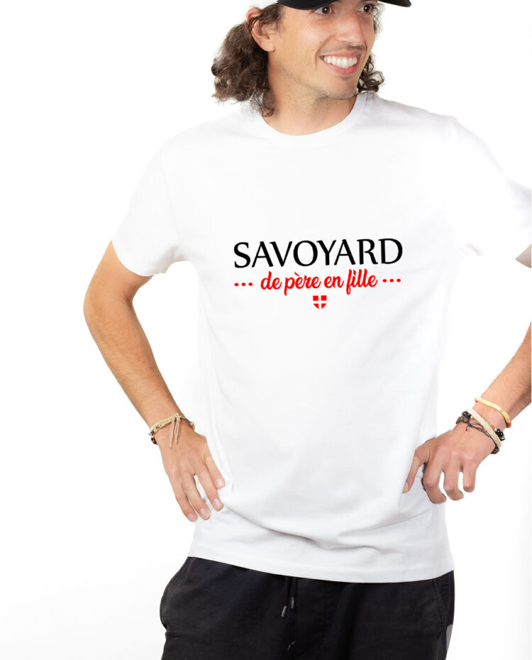 TSHB T shirt Homme Blanc SAVOYARD DE PERE EN FILLE