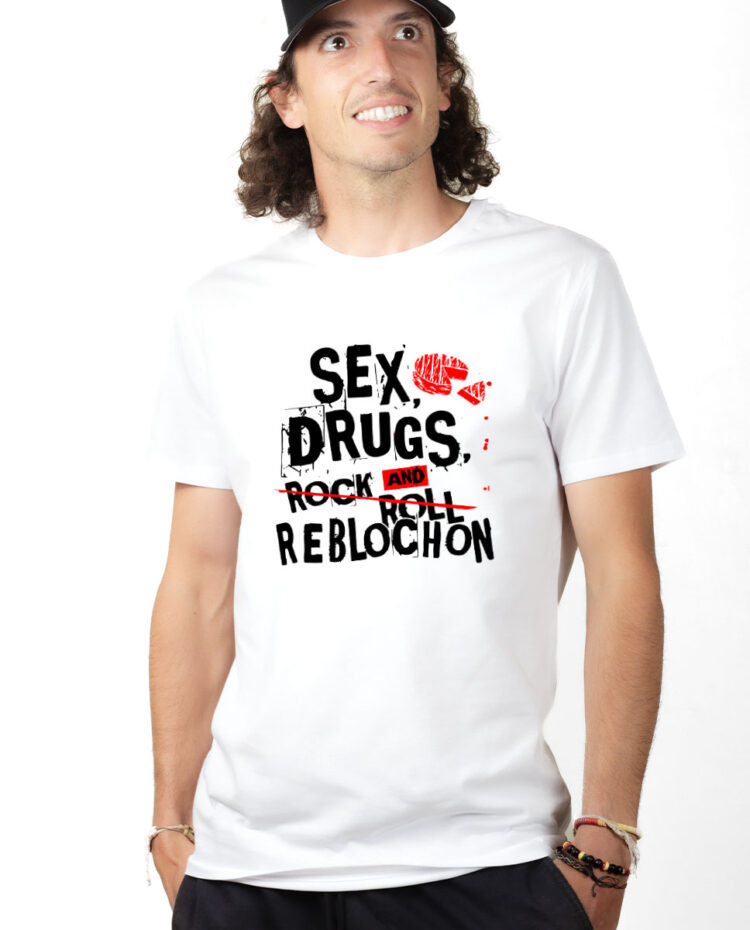 TSHB T shirt Homme Blanc SEX DRUGS AND REBLOCHON