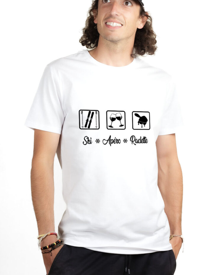 TSHB T shirt Homme Blanc SKI APERO RACLETTE