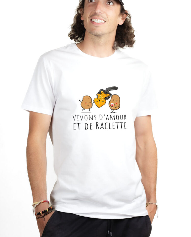 TSHB T shirt Homme Blanc VIVONS D AMOUR ET DE RACLETTE