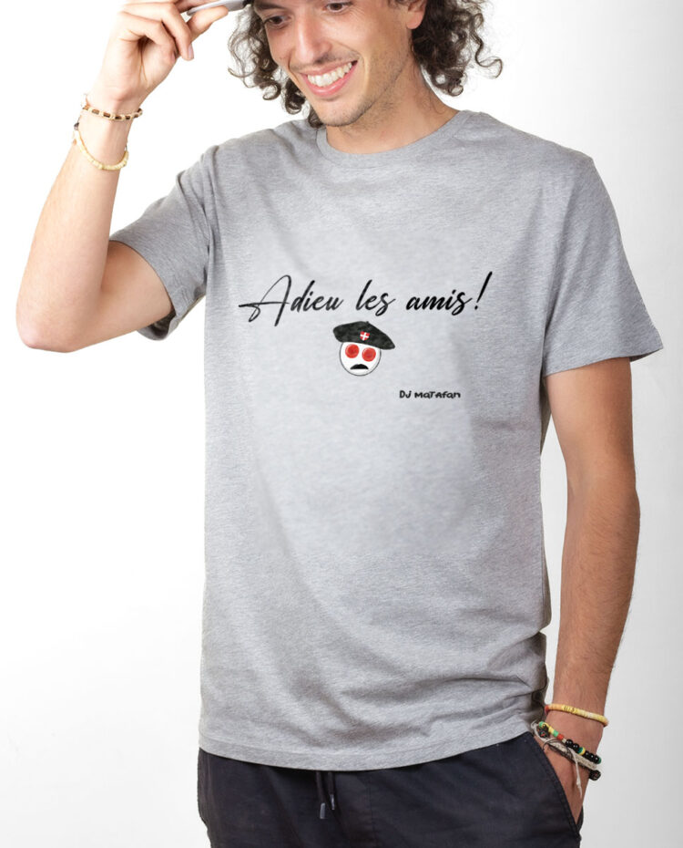 TSHG T shirt Homme Gris ADIEU LES AMIS