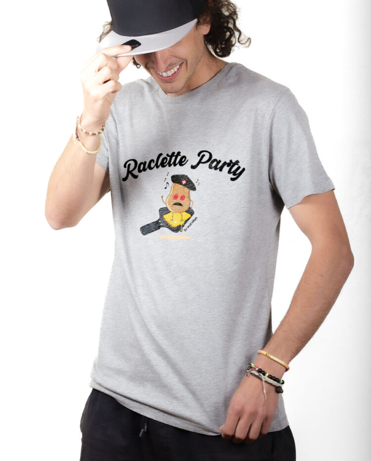 TSHG T shirt Homme Gris DJ MATAFAN RACLETTE PARTY