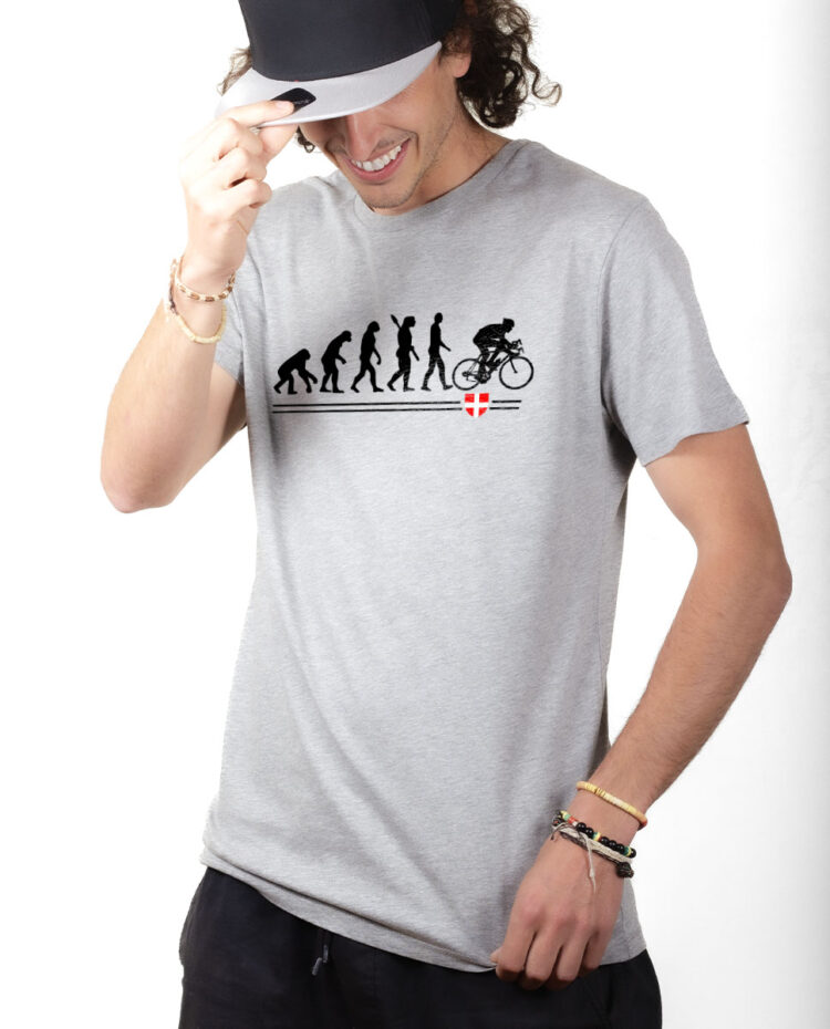 TSHG T shirt Homme Gris EVOLUTION DE L HOMME EN CYCLISTE