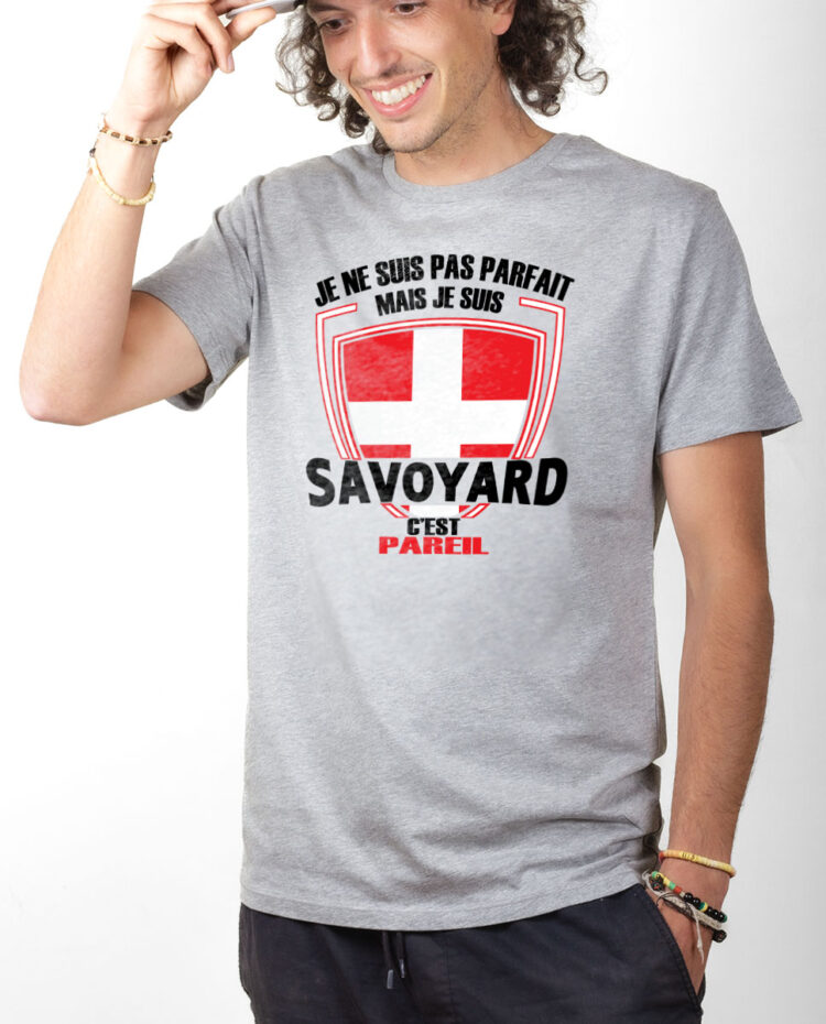 TSHG T shirt Homme Gris JE NE SUIS PAS PARFAIT MAIS JE SUIS SAVOYARD