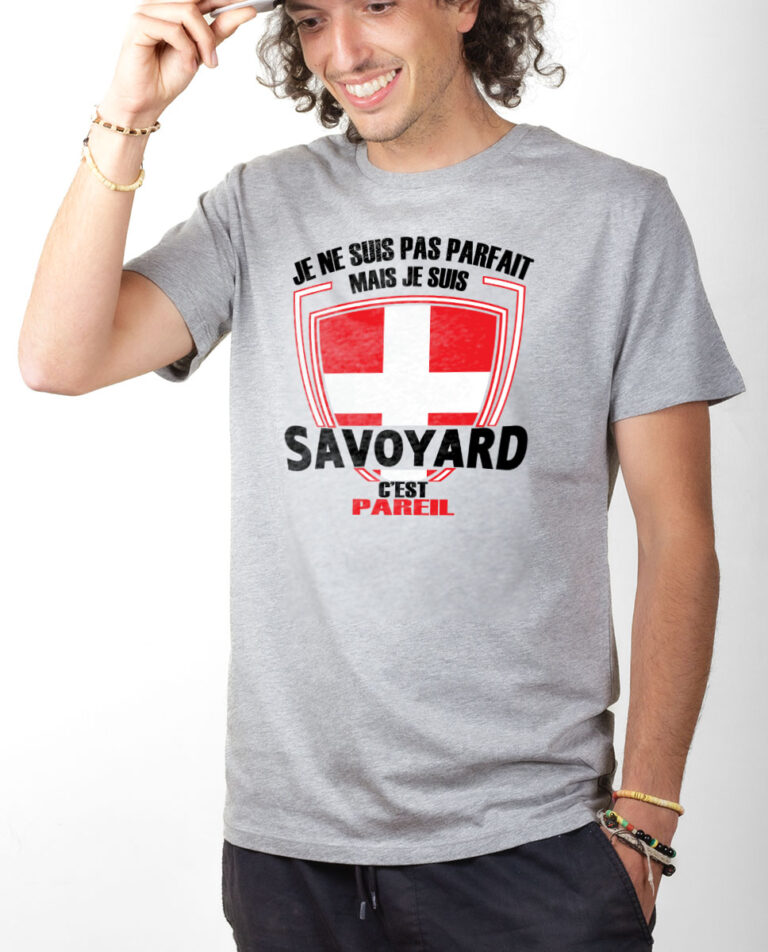 TSHG T shirt Homme Gris JE NE SUIS PAS PARFAIT MAIS JE SUIS SAVOYARD