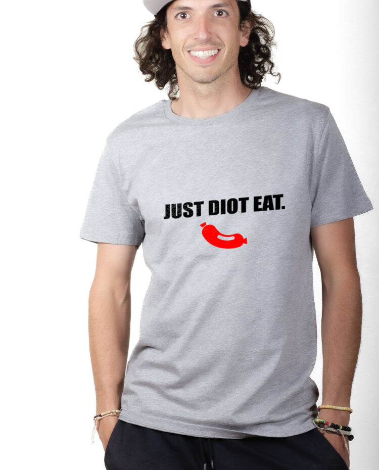 TSHG T shirt Homme Gris JUST DIOT EAT
