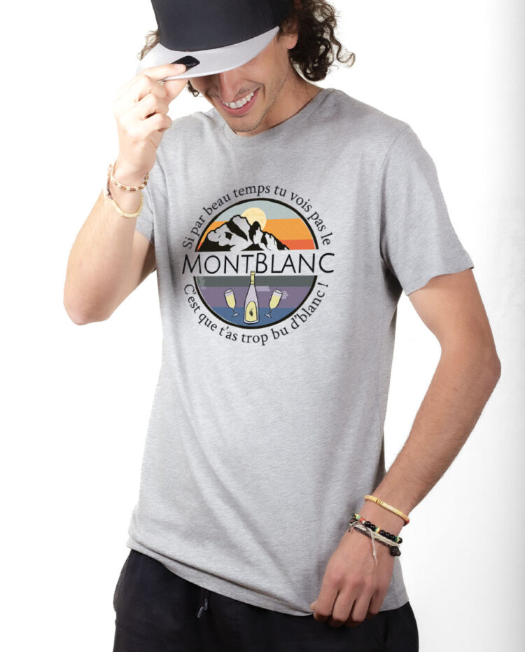 TSHG T shirt Homme Gris SI TU VOIS PAS LE MONT BLANC