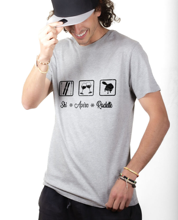 TSHG T shirt Homme Gris SKI APERO RACLETTE