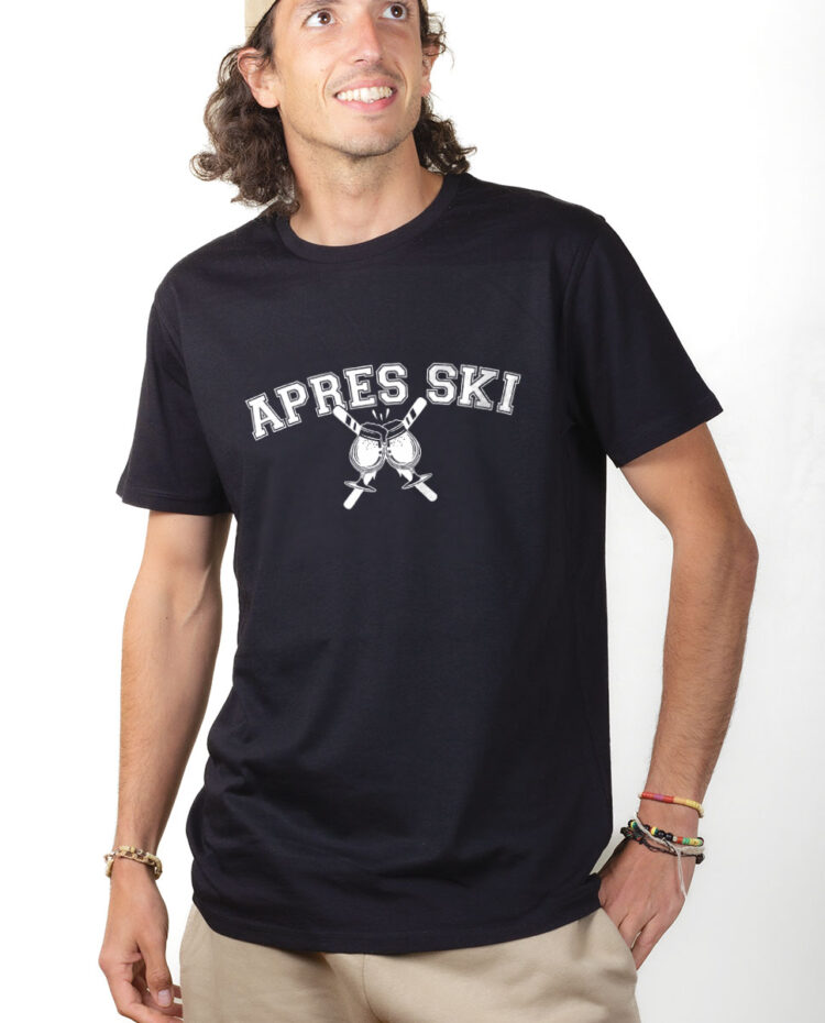 TSHN T shirt Homme Noir APRES SKI BIERE