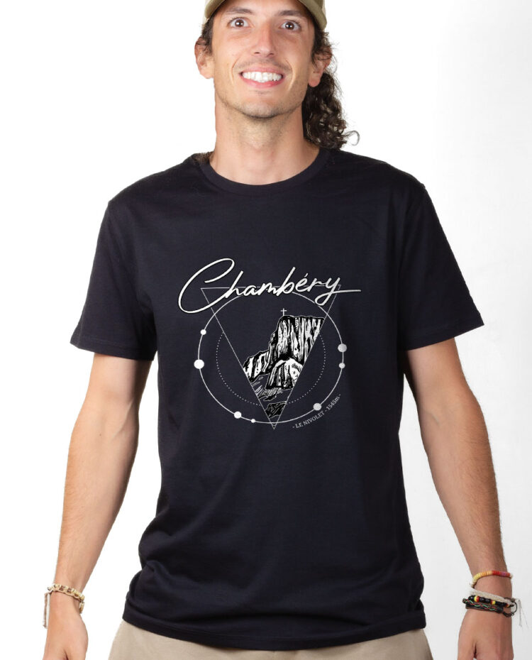 TSHN T shirt Homme Noir CHAMBERY CROIX DU NIVOLET