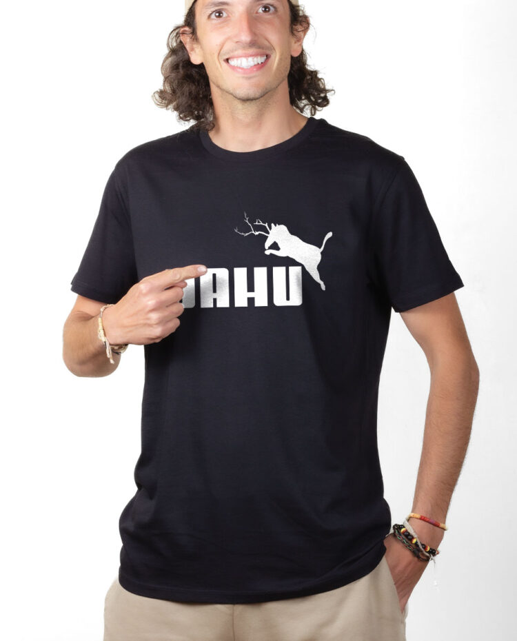 TSHN T shirt Homme Noir DAHU