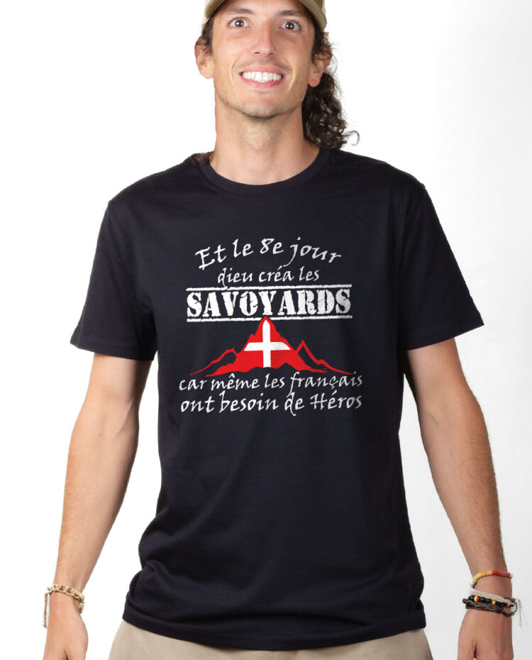 TSHN T shirt Homme Noir Dieu crea les savoyards