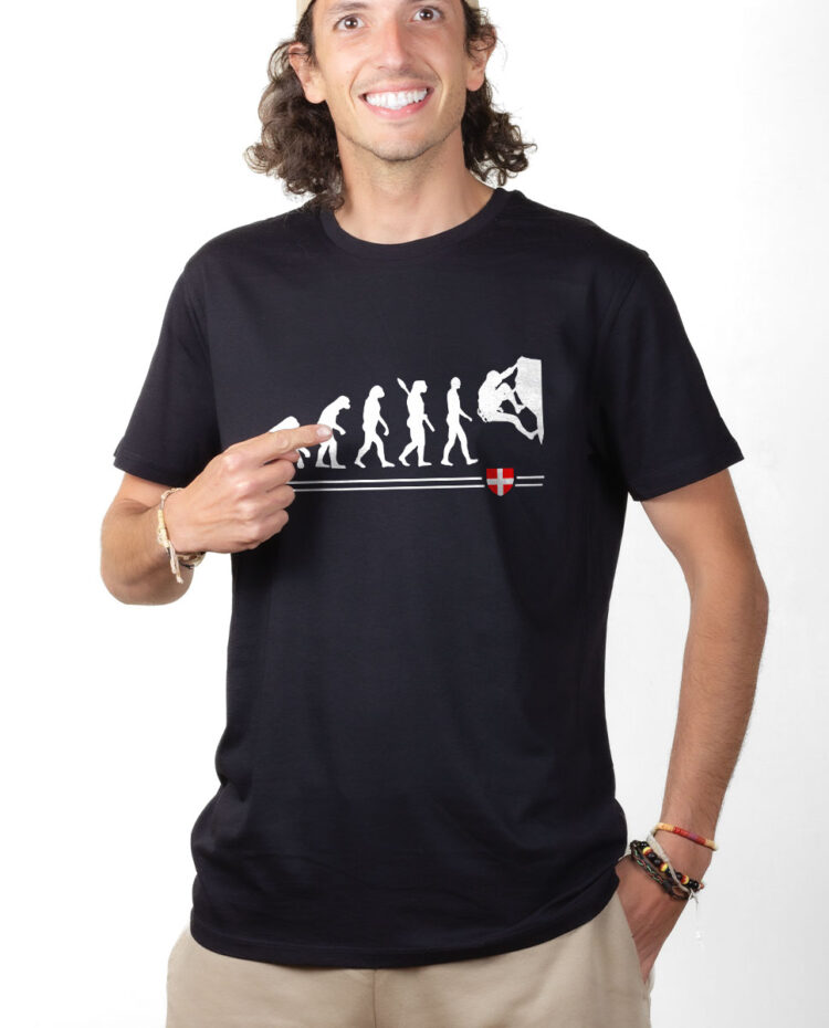 TSHN T shirt Homme Noir EVOLUTION ESCALADE