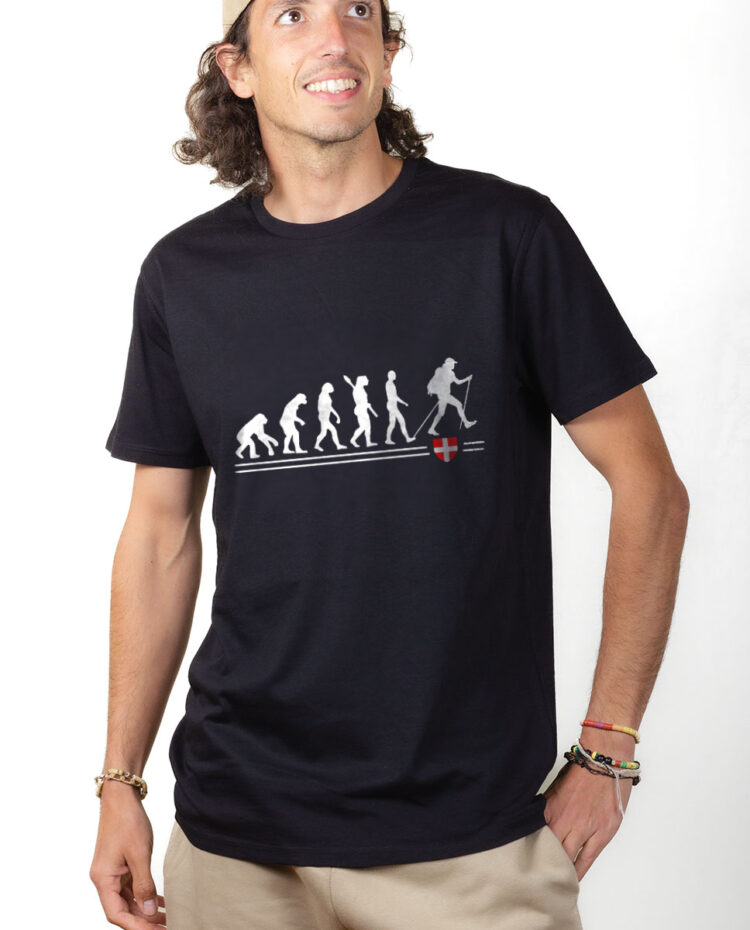 TSHN T shirt Homme Noir Evolution randonneur