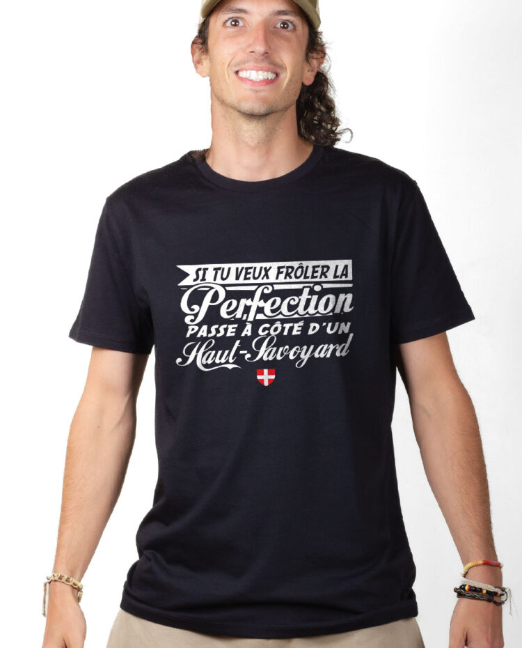 TSHN T shirt Homme Noir FROLE LA PERFECTION PASSE A COTE DUN HAUT SAVOYARD