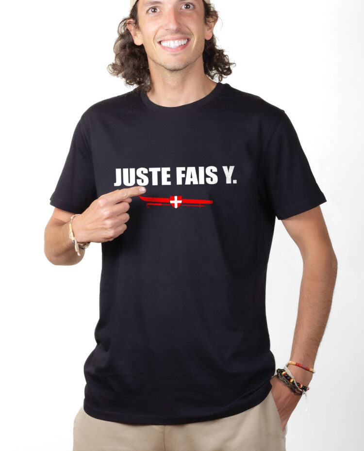 TSHN T shirt Homme Noir JUSTE FAIS Y