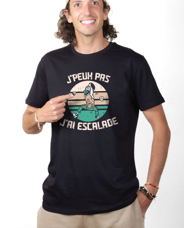 TSHN T shirt Homme Noir J PEUX PAS J AI ESCALADE