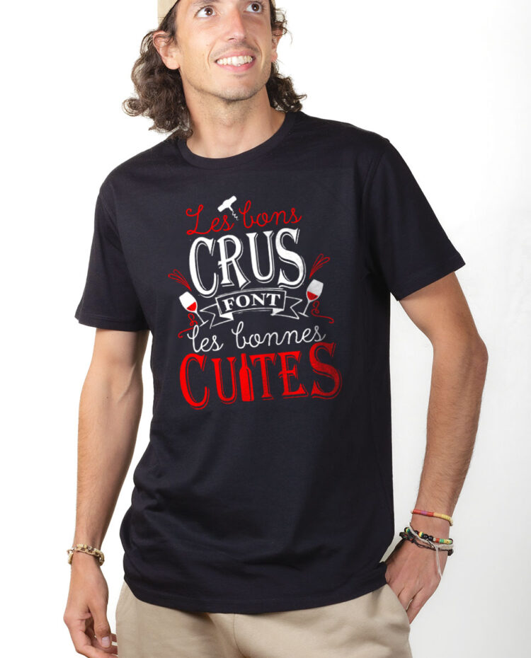 TSHN T shirt Homme Noir LES BONS CRUS