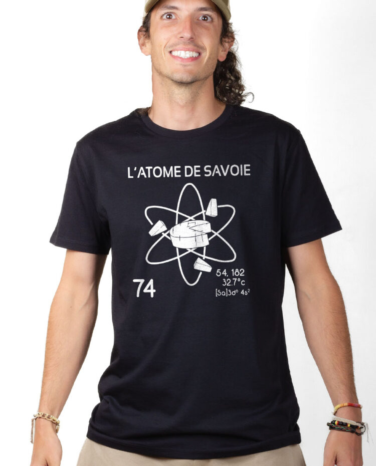 TSHN T shirt Homme Noir L ATOME DE SAVOIE 74