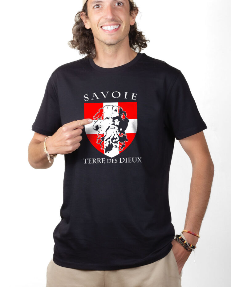 TSHN T shirt Homme Noir SAVOIE TERRE DES DIEUX