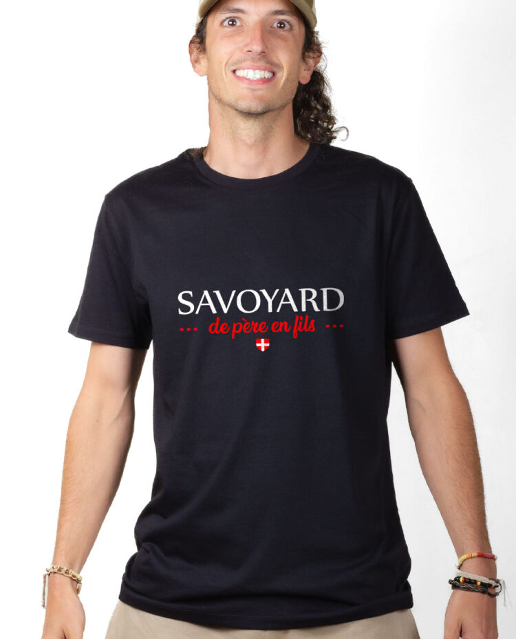 TSHN T shirt Homme Noir SAVOYARD DE PERE EN FILS